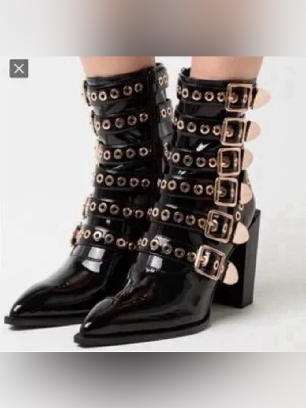 Jeffrey Campbell Ignatius Patent Leather Studded Ankle Boots
